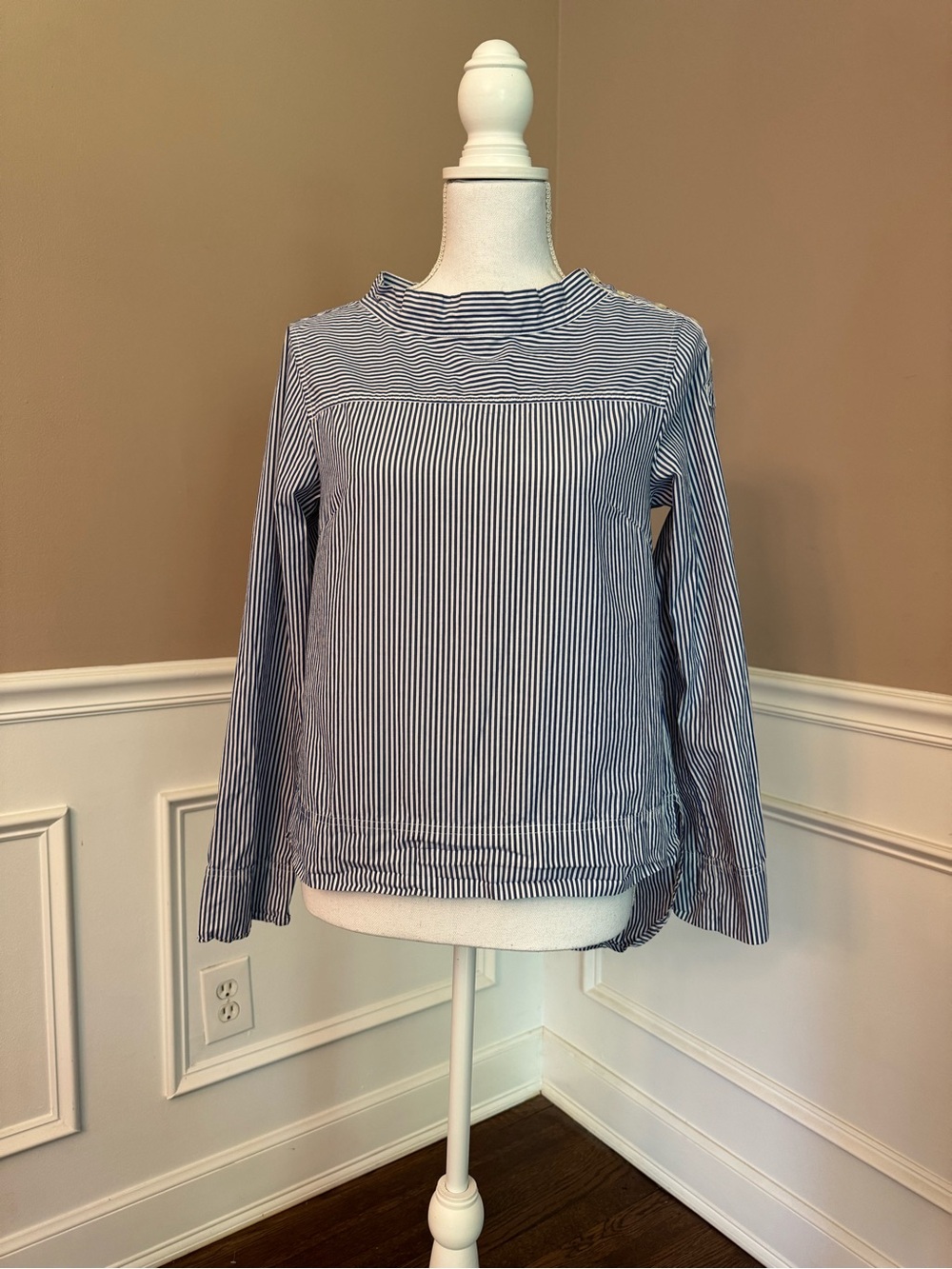 J. Crew Navy and White Striped Long-Sleeve Top